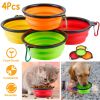 4 Pcs Silicone Collapsible Dog Bowls BPA Free Travel Dog Bowl Foldable Dog Food Water Bowl w/ Carabiner Clip For Traveling Walking Hiking