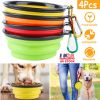 4 Pcs Silicone Collapsible Dog Bowls BPA Free Travel Dog Bowl Foldable Dog Food Water Bowl w/ Carabiner Clip For Traveling Walking Hiking
