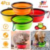 4 Pcs Silicone Collapsible Dog Bowls BPA Free Travel Dog Bowl Foldable Dog Food Water Bowl w/ Carabiner Clip For Traveling Walking Hiking